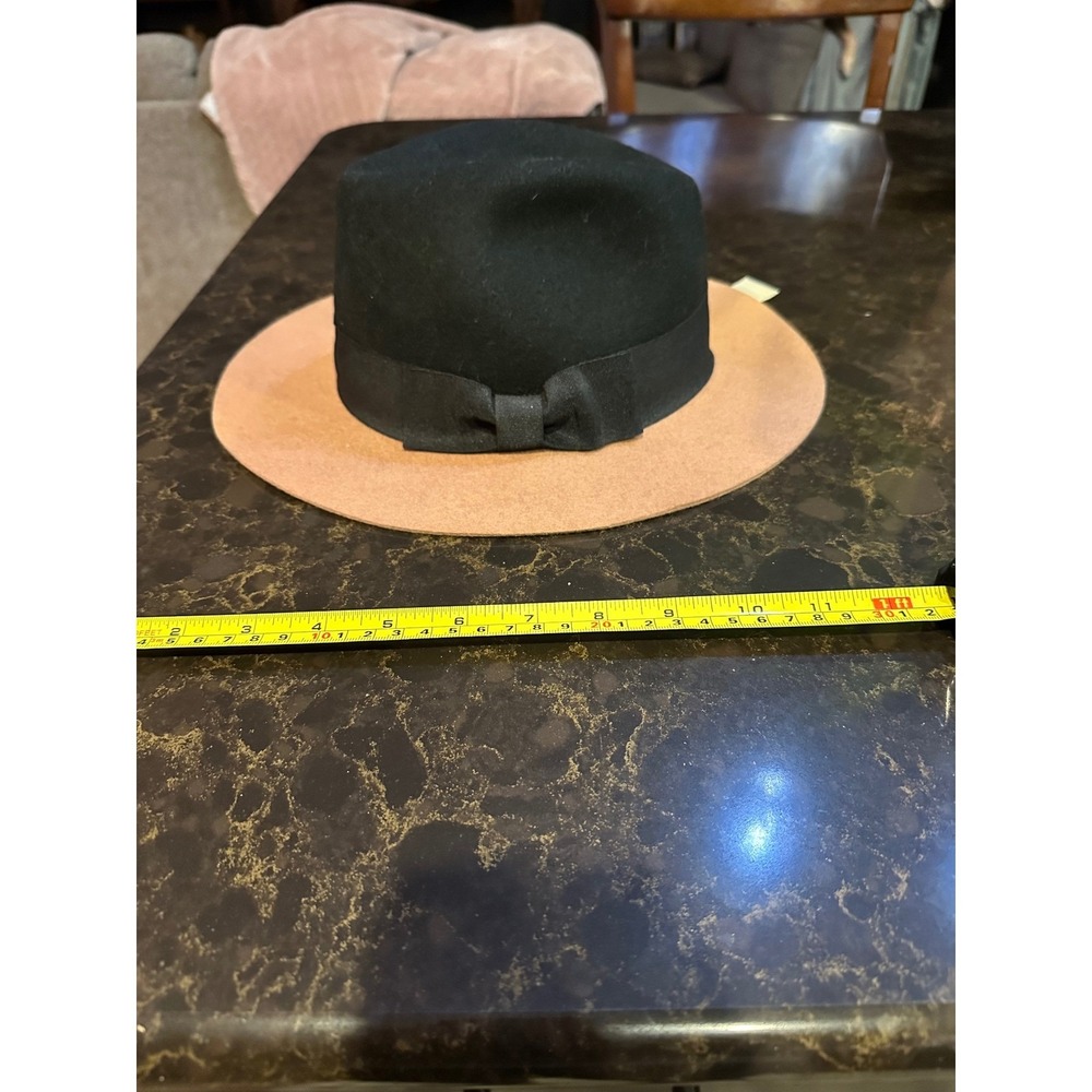 Chicos Womens Wool Colorblock Bucket Hat Black Tan Camel Fedora New 570241651